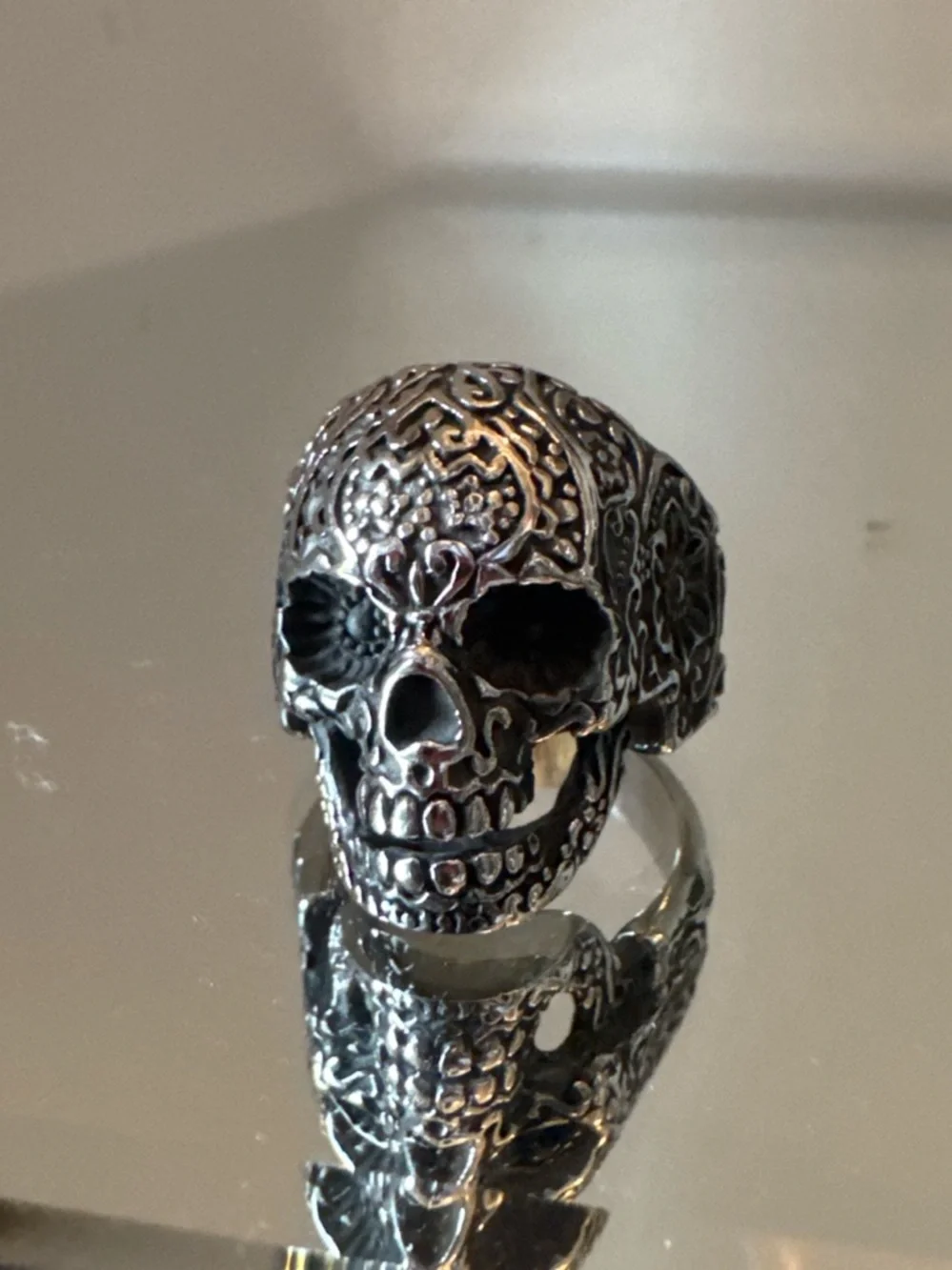 Sugar Skull Ring 316L Stainless Steel Gothic Biker Ring size 12